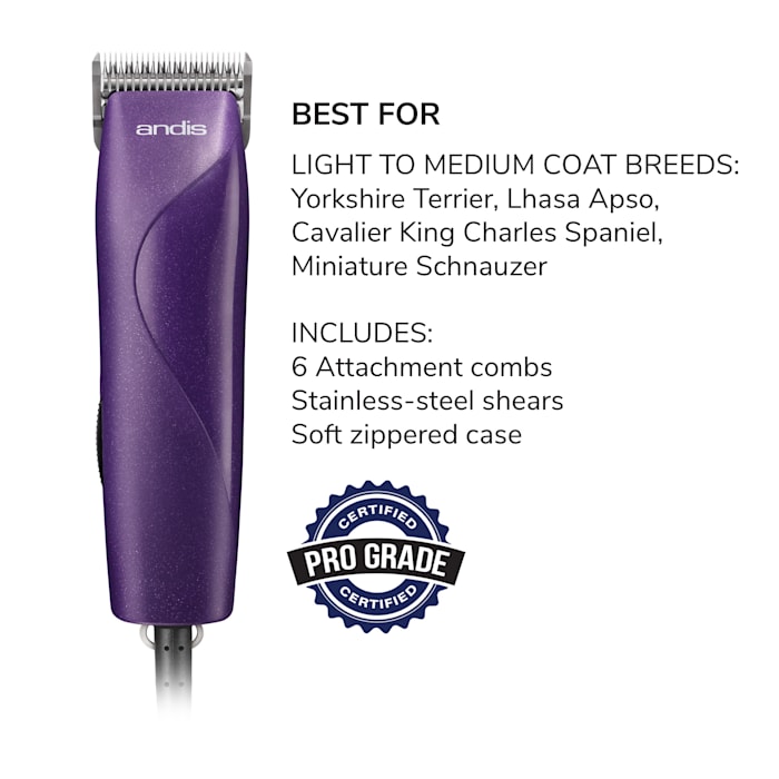 Andis Easy Clip Groom Detachable Blade Clipper Kit, Purple