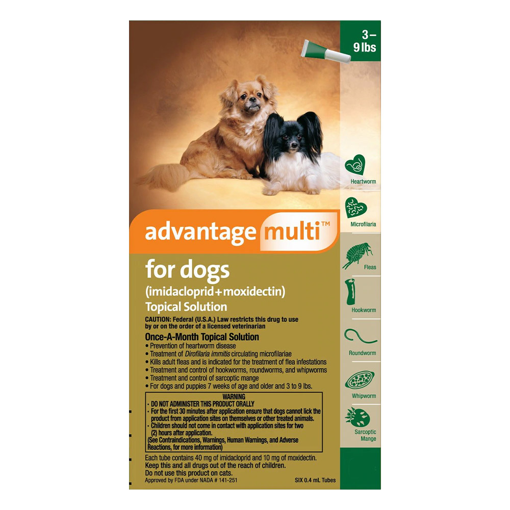 Advantage Multi Advocate Small Dogs 3-9 Lbs Green 12 Doses