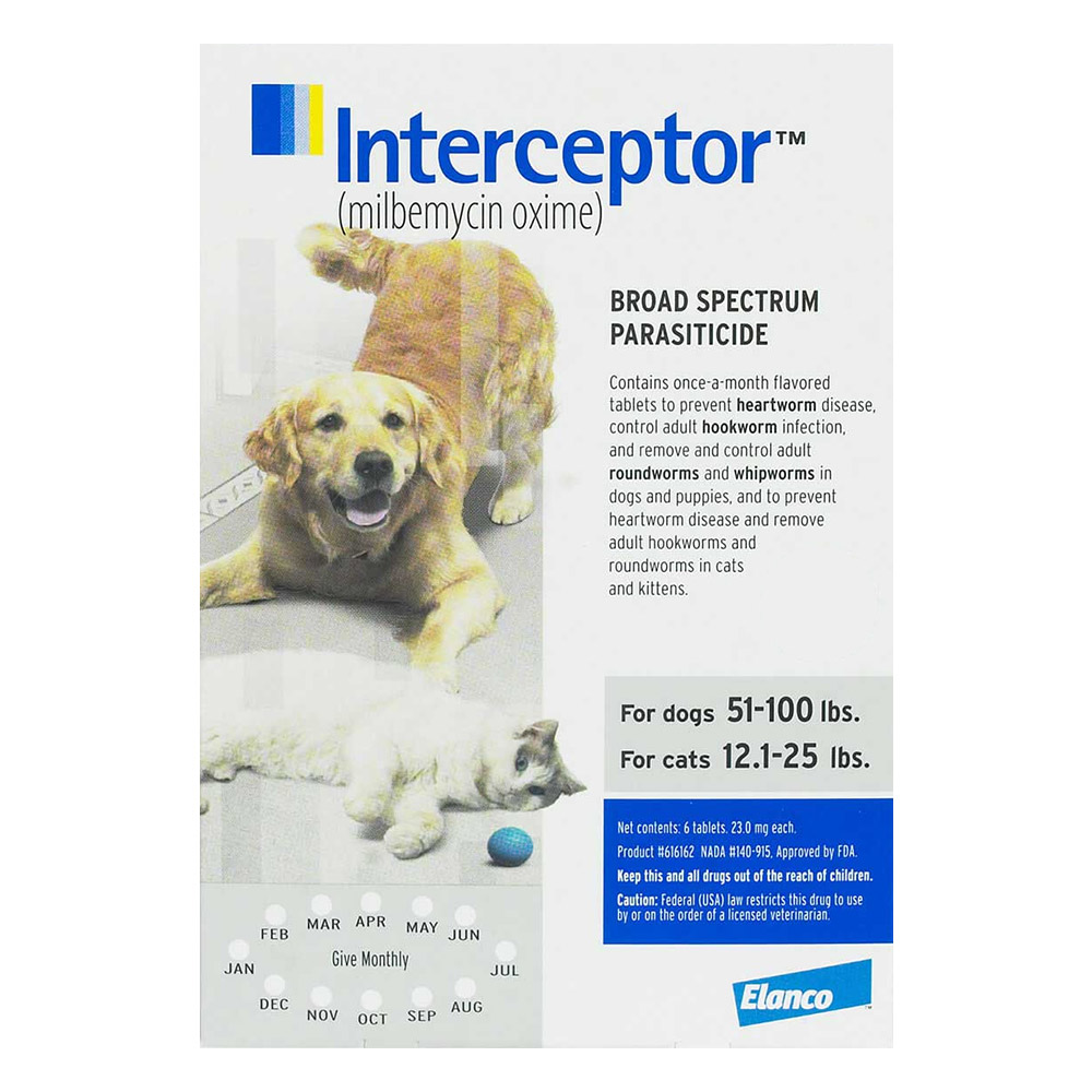 Interceptor For Large Dogs 51-100 Lbs White 6 Chews