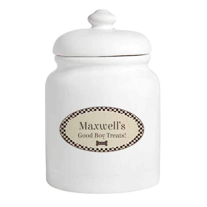 Custom Personalization Solutions Personalized Good Boy Treat Jar, White