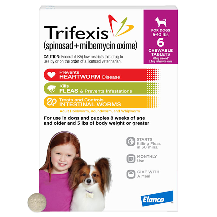 Trifexis Chewable Tablets for Dogs 5 to 10 lbs, 6 Month Supply