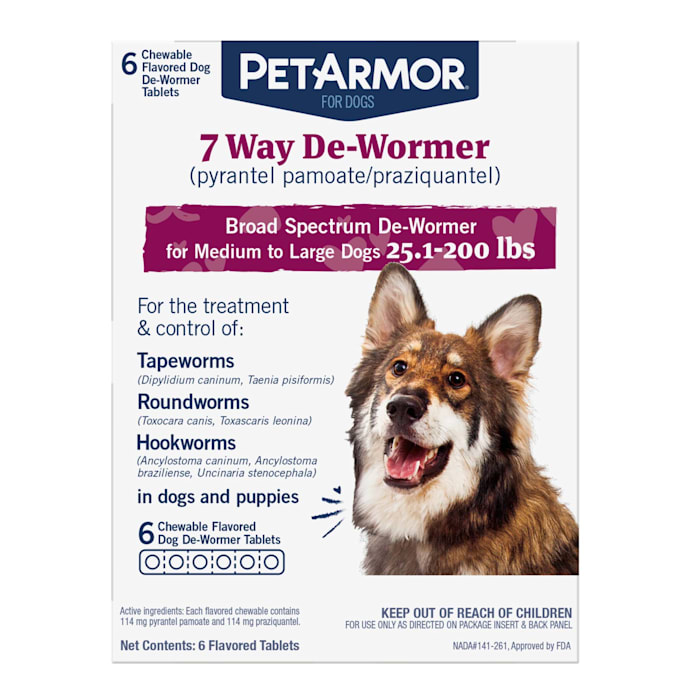PetArmor 7 Way Chewable De-Wormer for Medium and Large Dogs, Count of 6