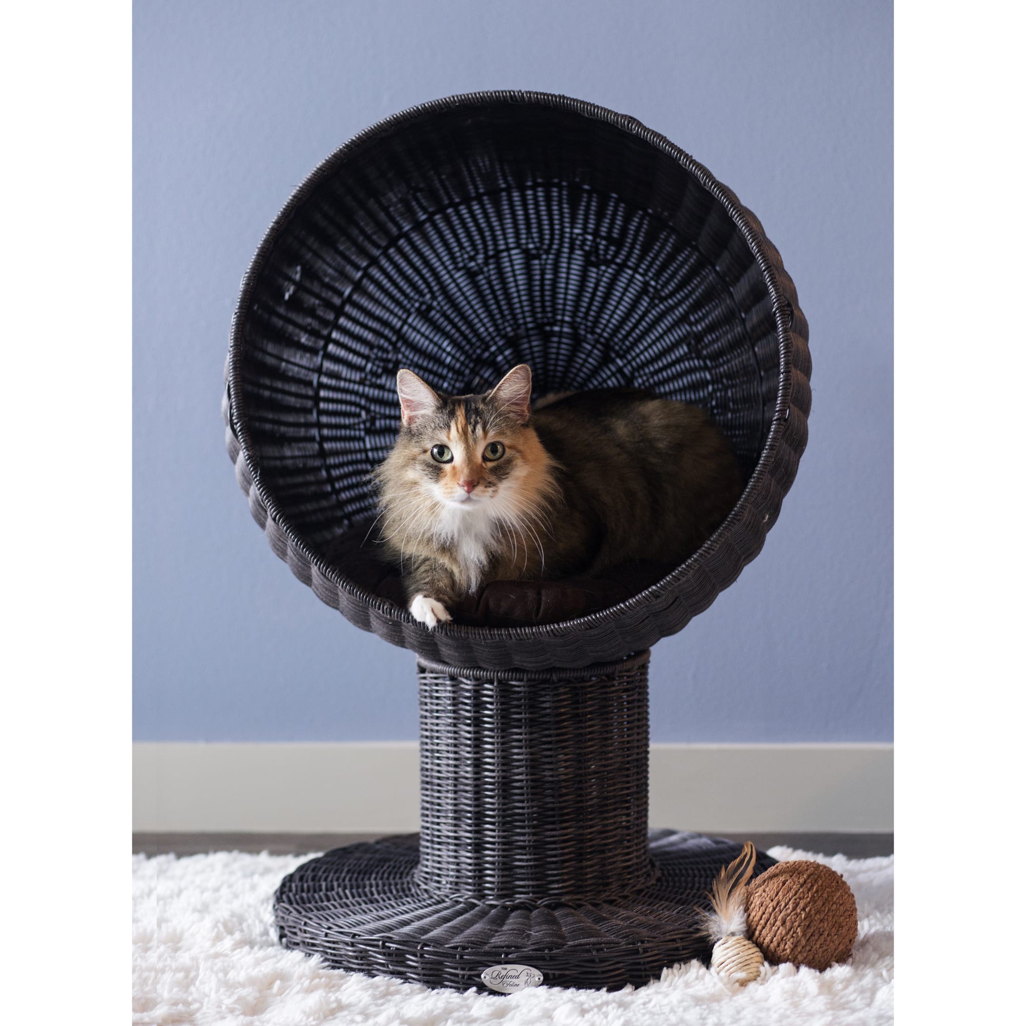The Refined Feline Kitty Ball Bed in Espresso, 28" H, 17 IN, Brown