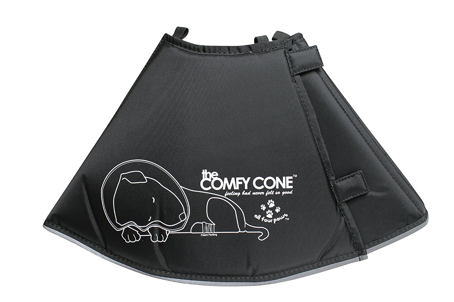 All Four Paws Comfy Cone Black Soft e-Collar with Removable Stays for Dogs, Medium