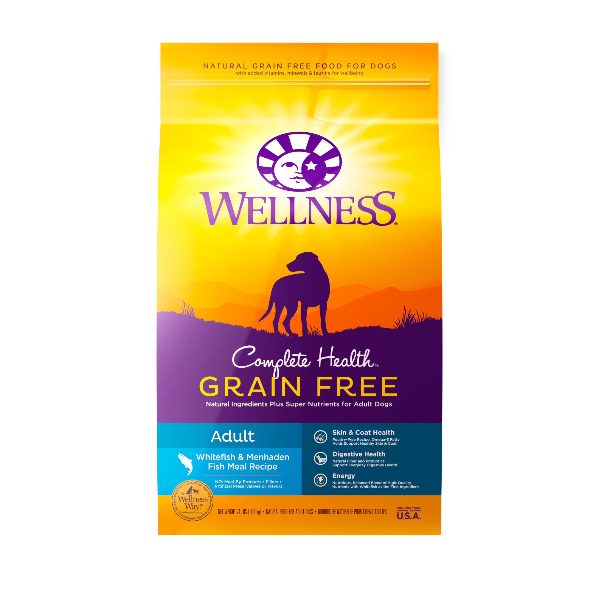 Wellness Complete Health Grain Free Adult Whitefish and Menhaden Fish Meal Recipe Dry Dog Food, 24 lbs.