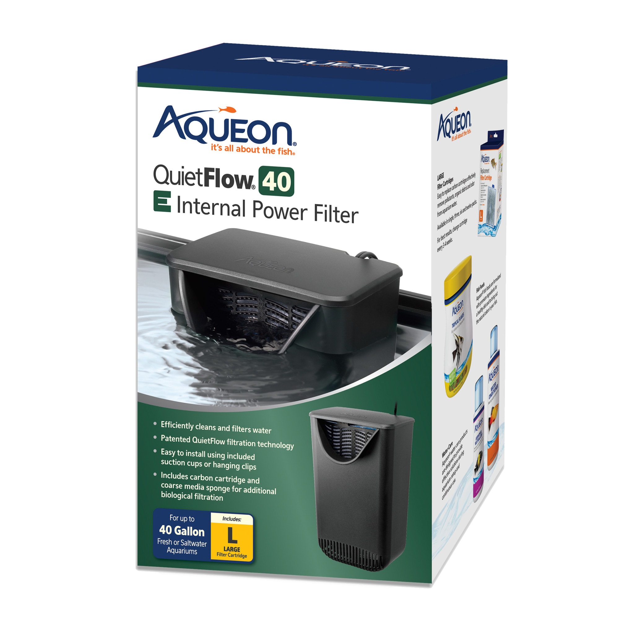 Aqueon Large Filter Quietflow Internal, 40 Gallon