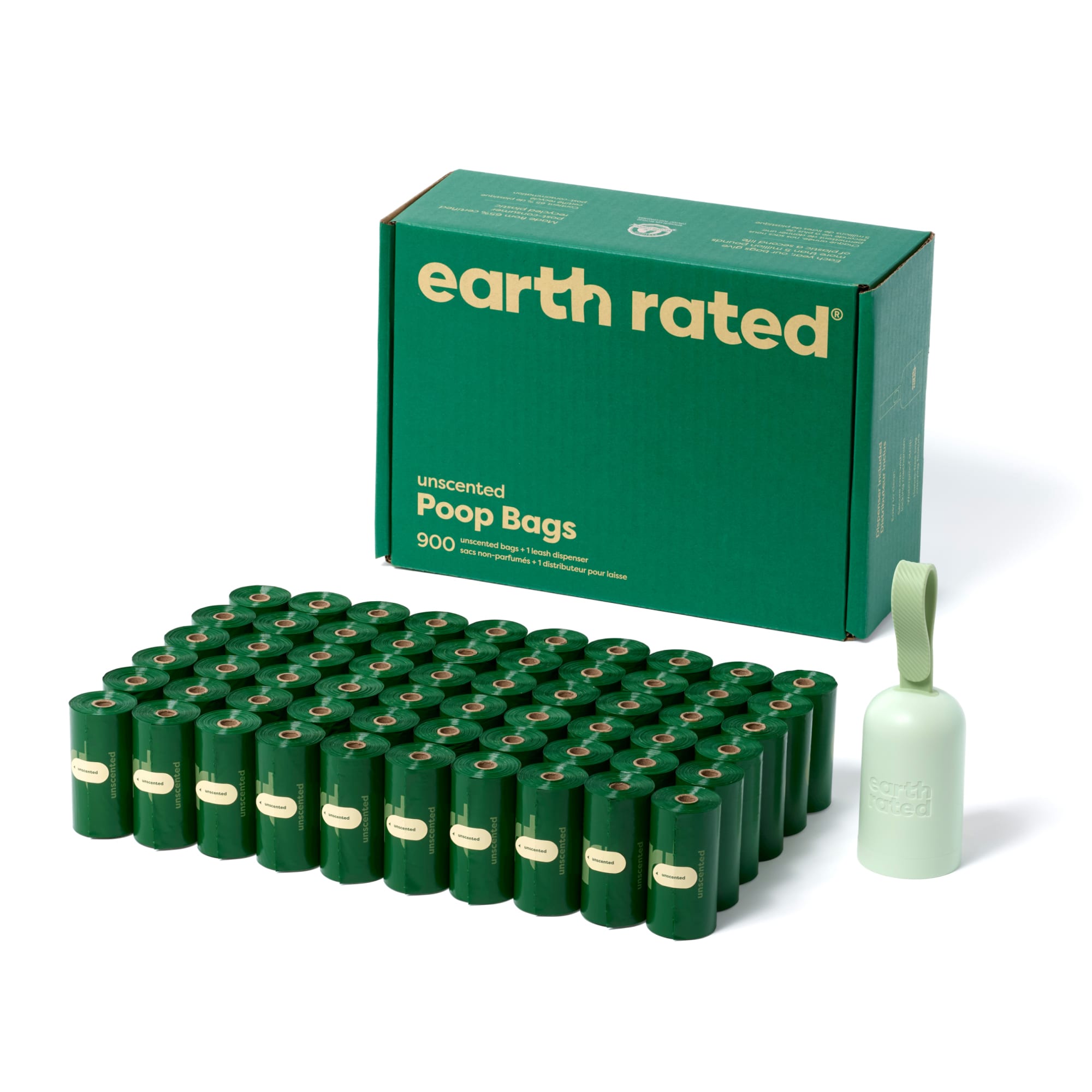 Earth Rated Dog Poop Bags Unscented Bags + 2 Dispensers