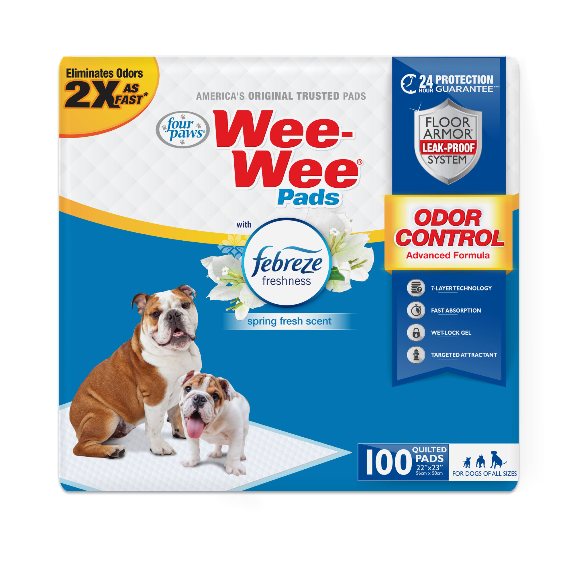 Wee-Wee Odor Control with Febreze Freshness Pads for Dogs, Count of 100, 100 CT