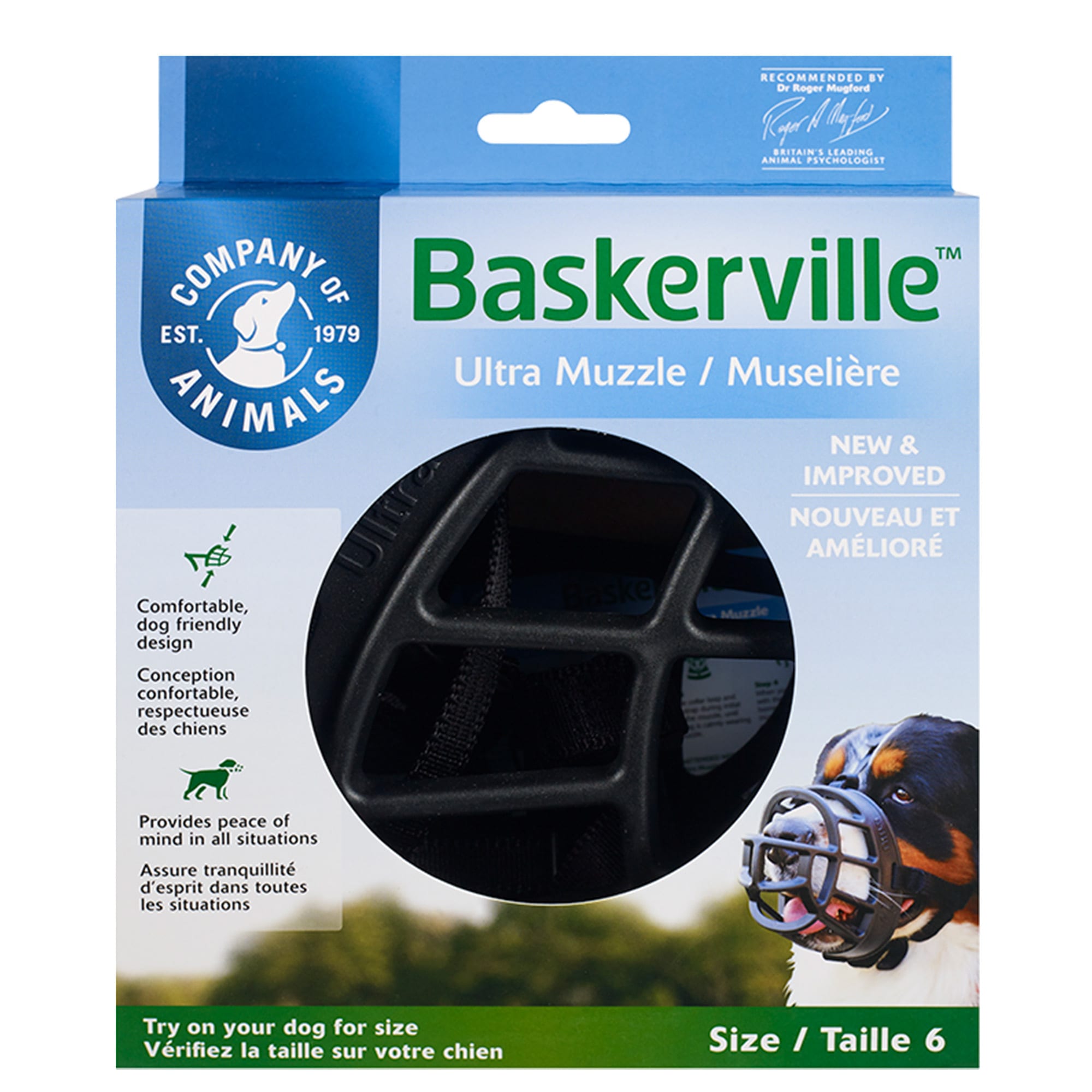 Baskerville Ultra Black Muzzle for Dogs, Size 6
