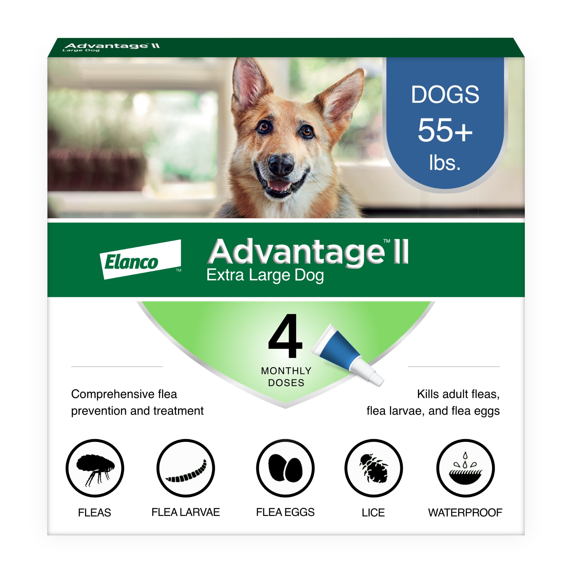 Advantage II Bayer Once-A-Month Topical Flea Treatment for Dogs & Puppies Over 55 lbs.