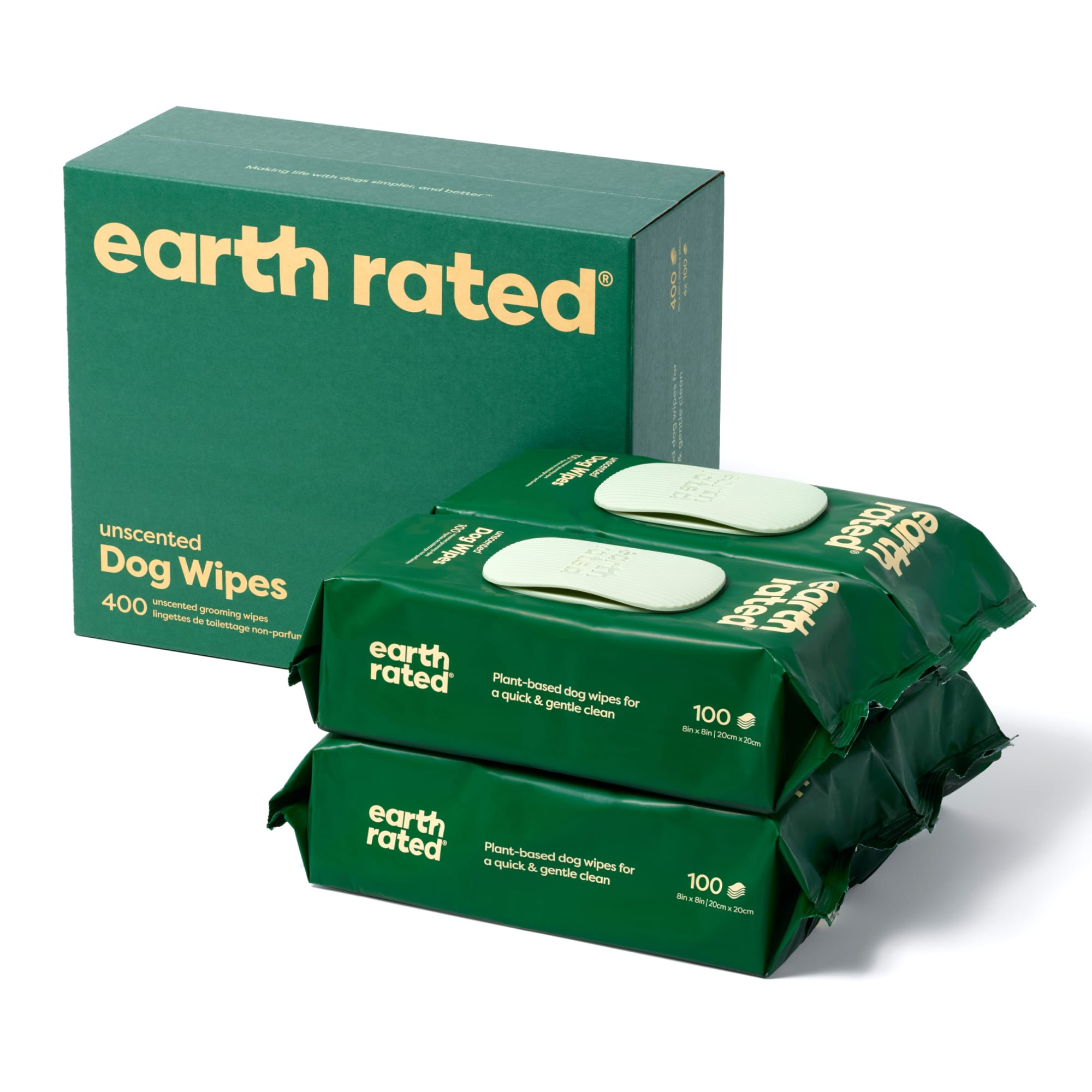 Earth Rated Compostable Unscented Wipes for Pets, Count of 400, 400 CT