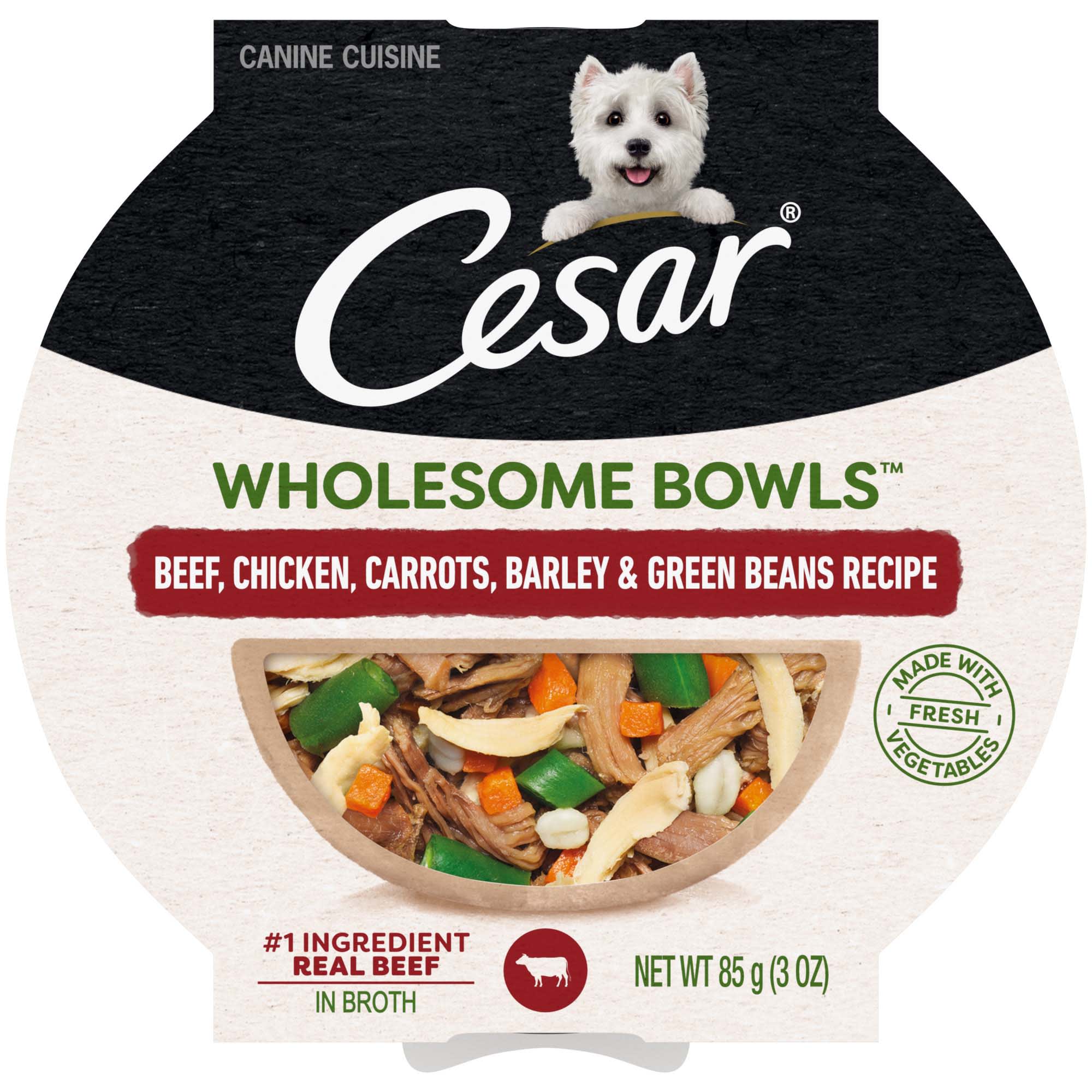 Cesar Wholesome Bowls Toppers Beef, Chicken & Barley Recipe Adult Soft Wet Dog Food, 3 oz., Case of 10, 10 X 3 OZ