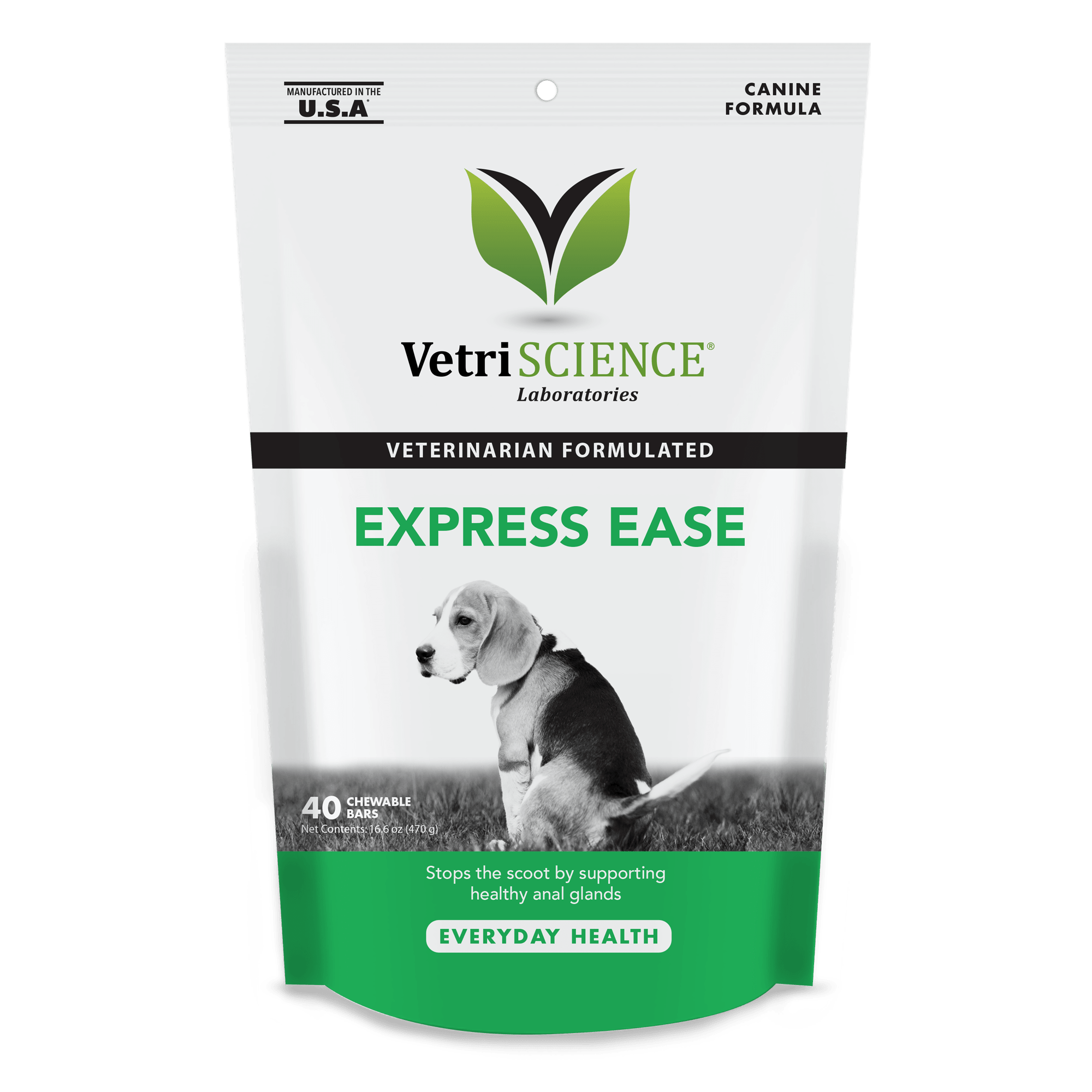 VetriScience Laboratories Express Ease, Anal Gland and Digestive Support Duck Flavor Bar for Dogs, Count of 40, 6.5 IN
