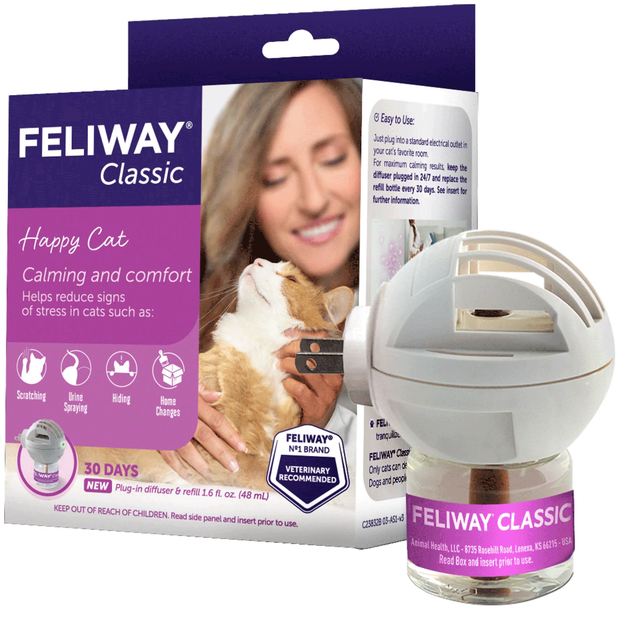 Feliway Classic 30 Day Starter Kit Plug-In Diffuser & Refill for Cat