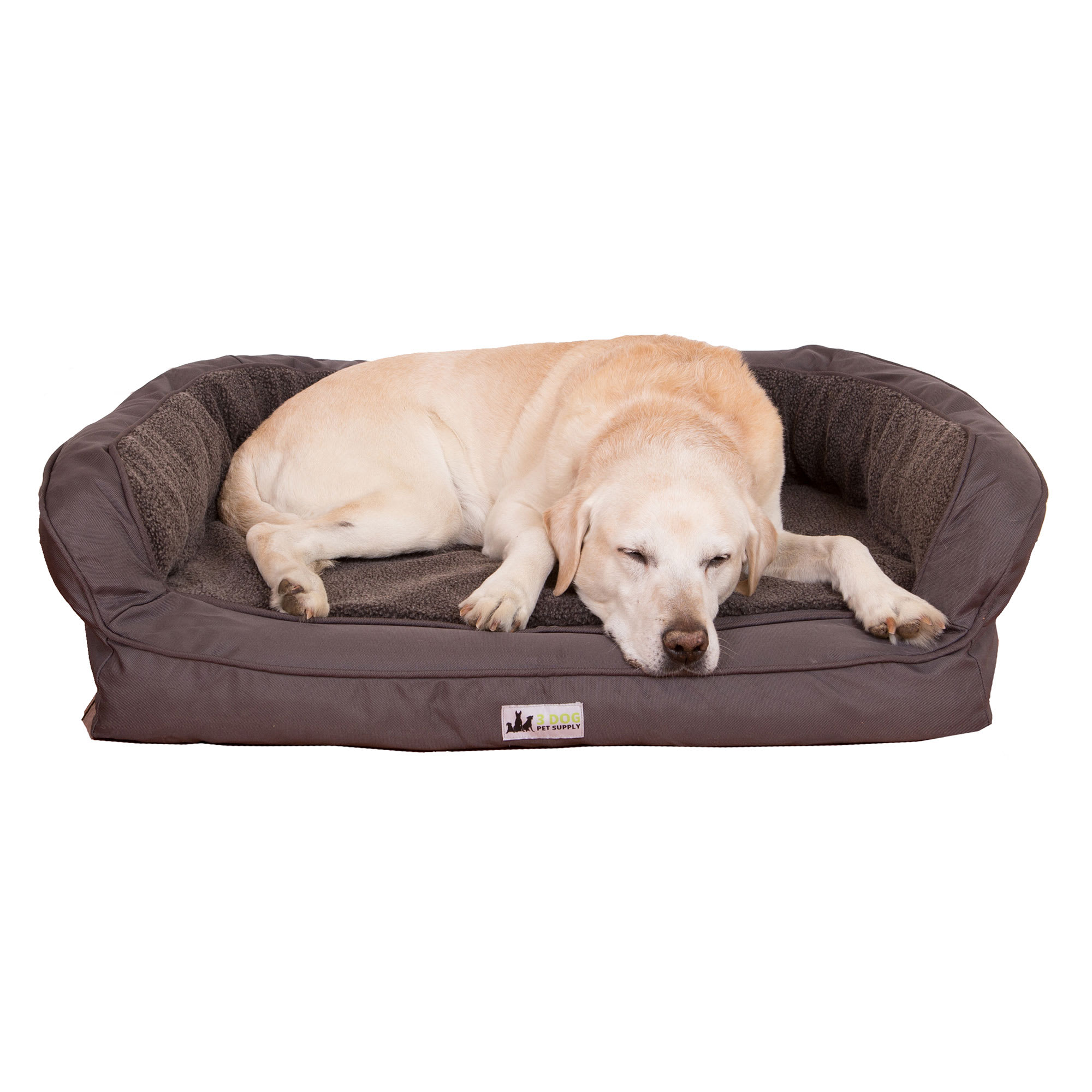 3 Dog Personalized EZ Wash Fleece Bolster Grey Dog Bed, 48" L X 31" W X 10" H, Large