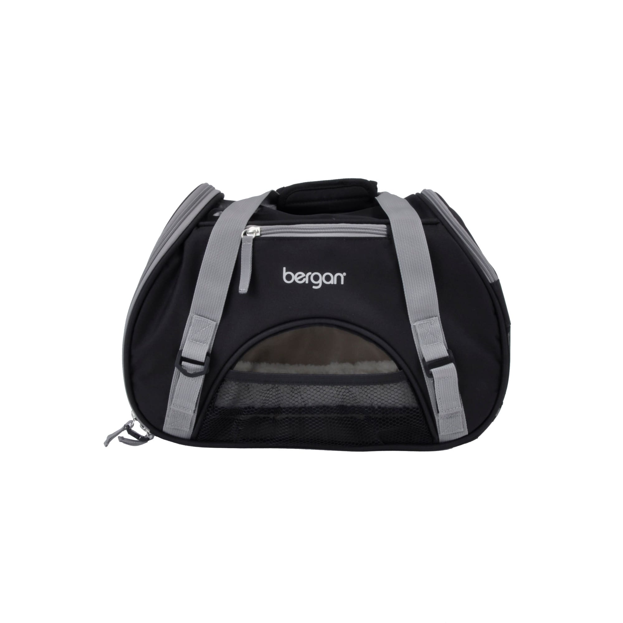 Bergan Black with Grey Comfort Carrier for Dogs, 16" L X 8" W X 11" H, Small