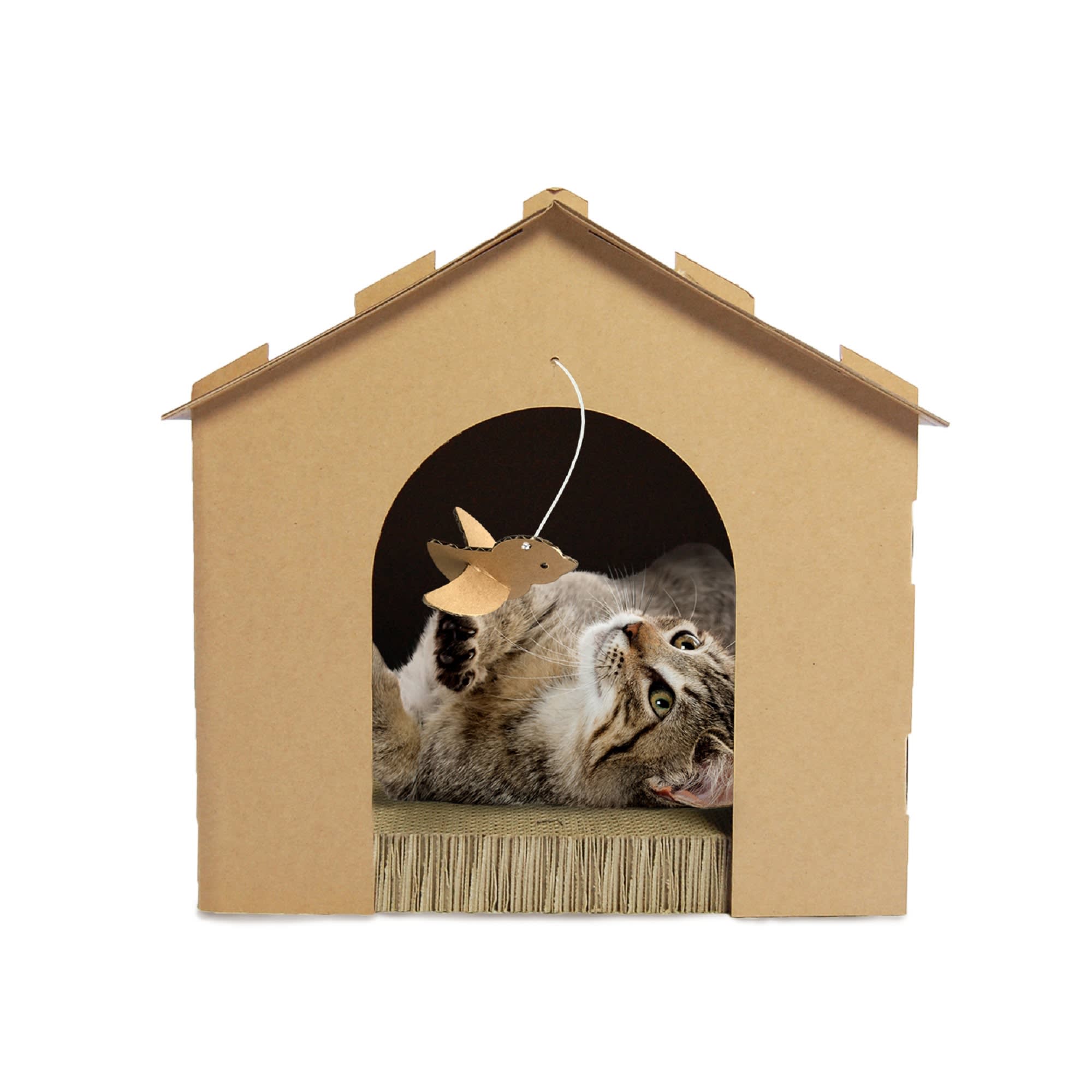 FurHaven Gingerbread House Corrugated Plain Cat Scratcher with Gift Box and Catnip